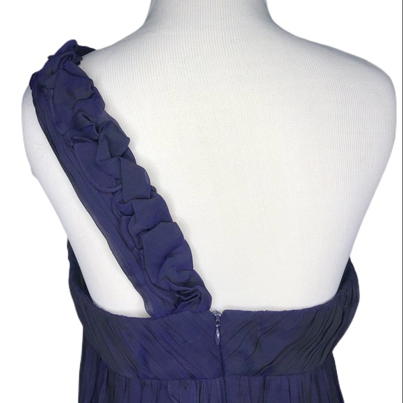 Kay Unger One Shoulder Silk Chiffon Dress - Picture 4 of 6